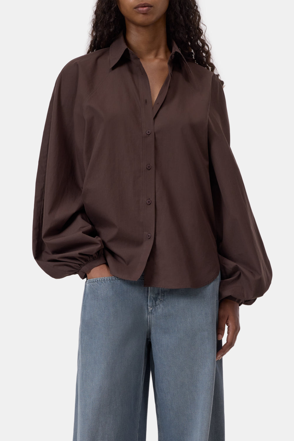 Blouse raglan mahagony brown