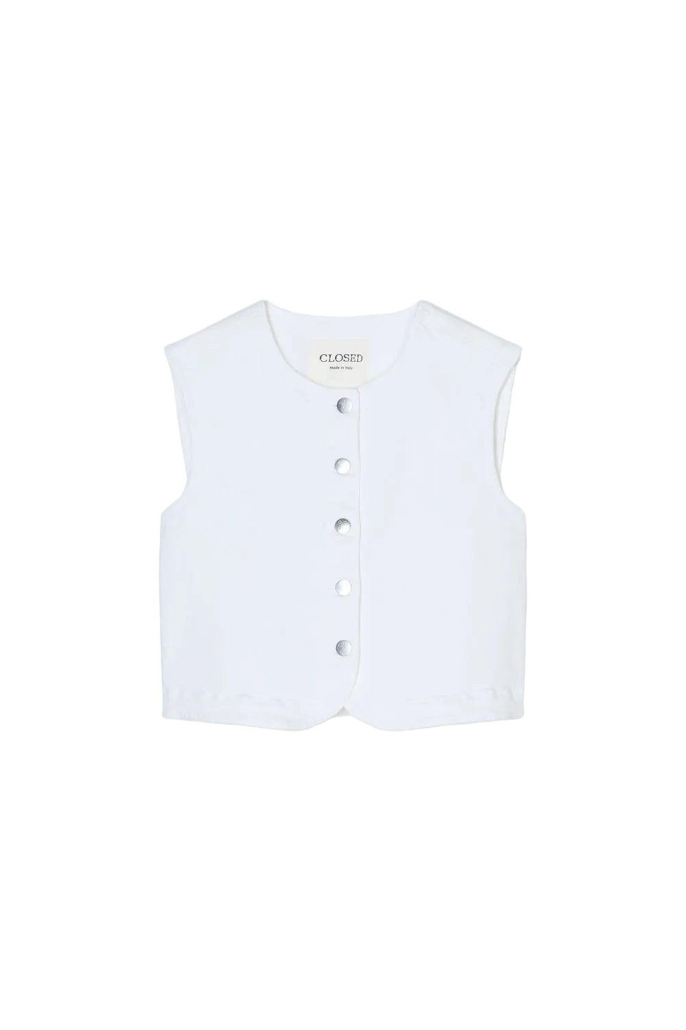 Top denim white sleeveless