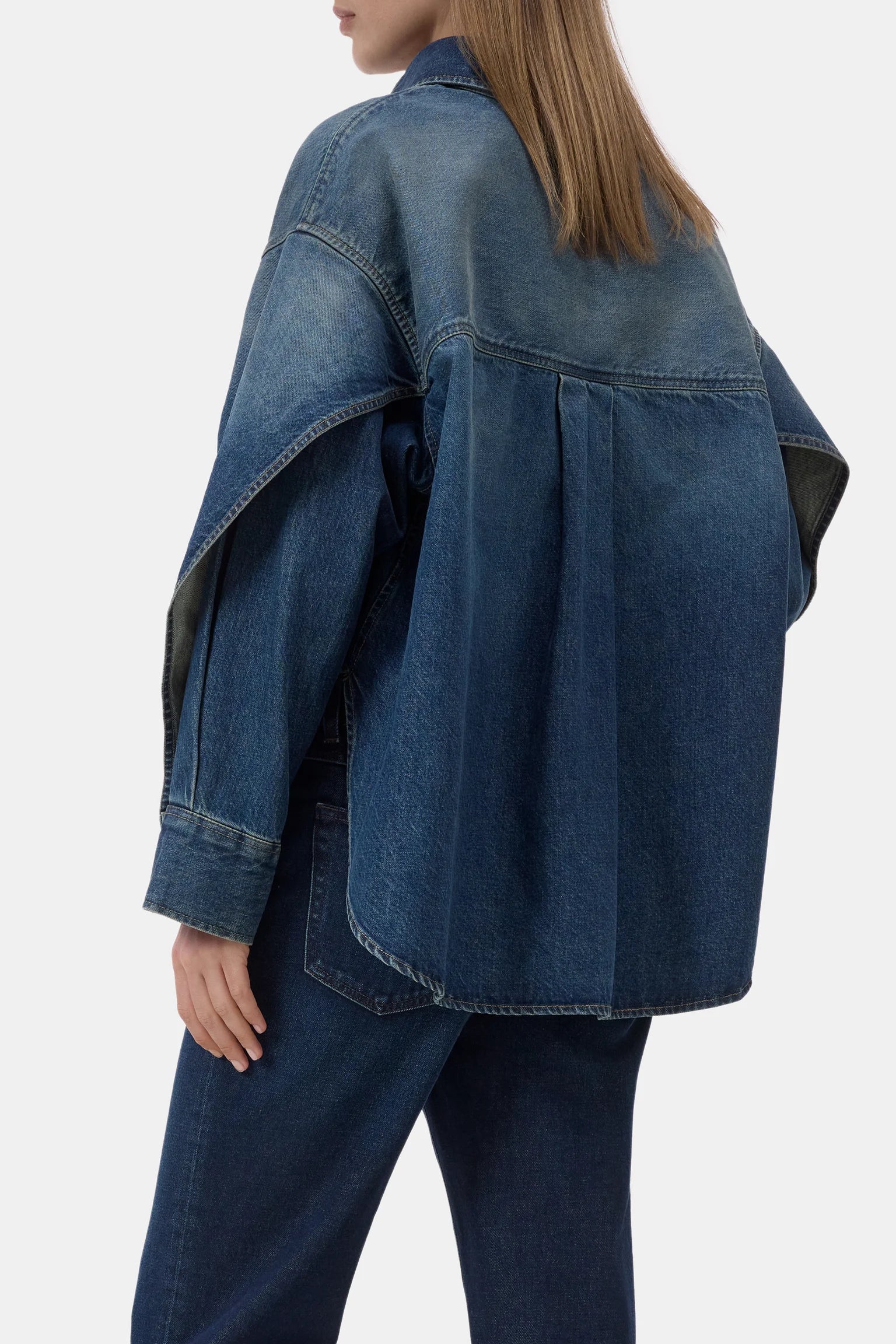 Image of Blouse overlay detail dark blue
