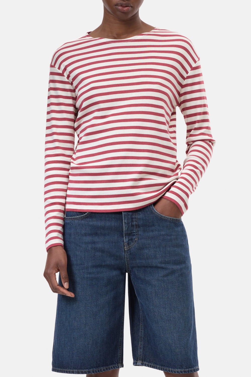 Longsleeve stripe red meadow/creme