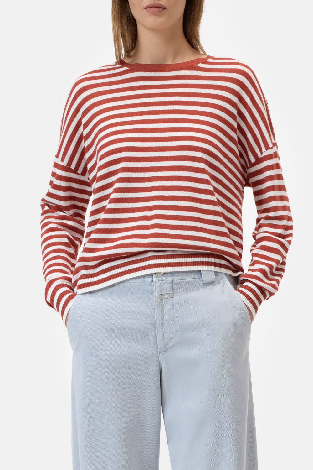 Shirt stripes brick red