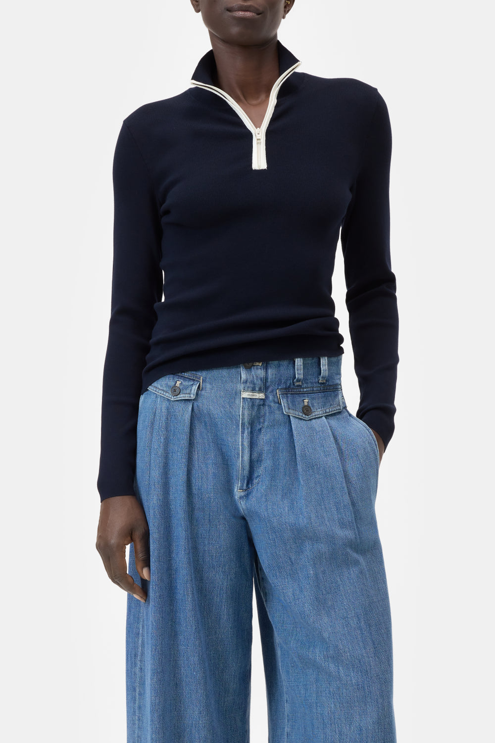 Longsleeve halfzip dark blue