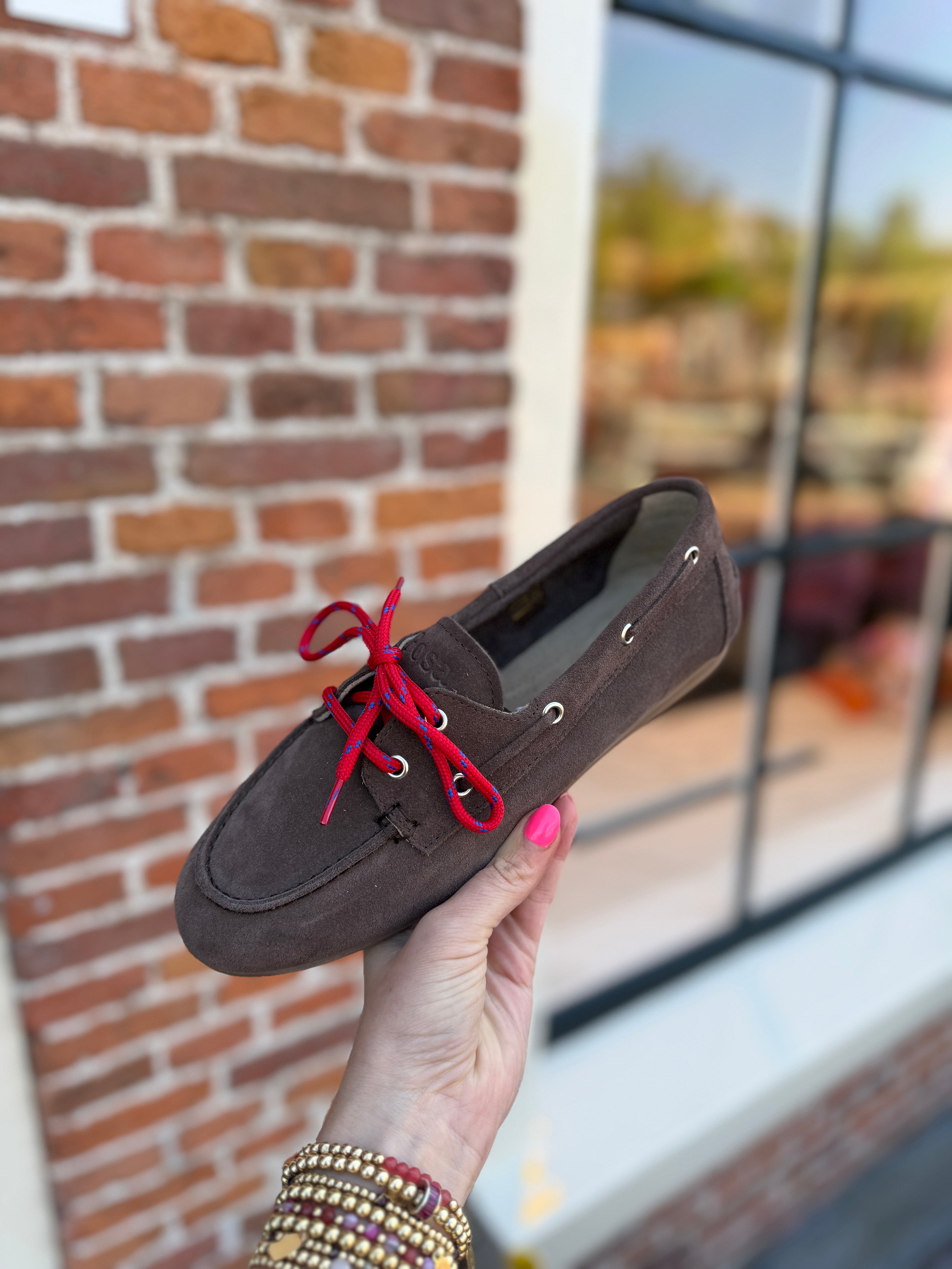 Image of Boat loafer brushed suede cacao brown