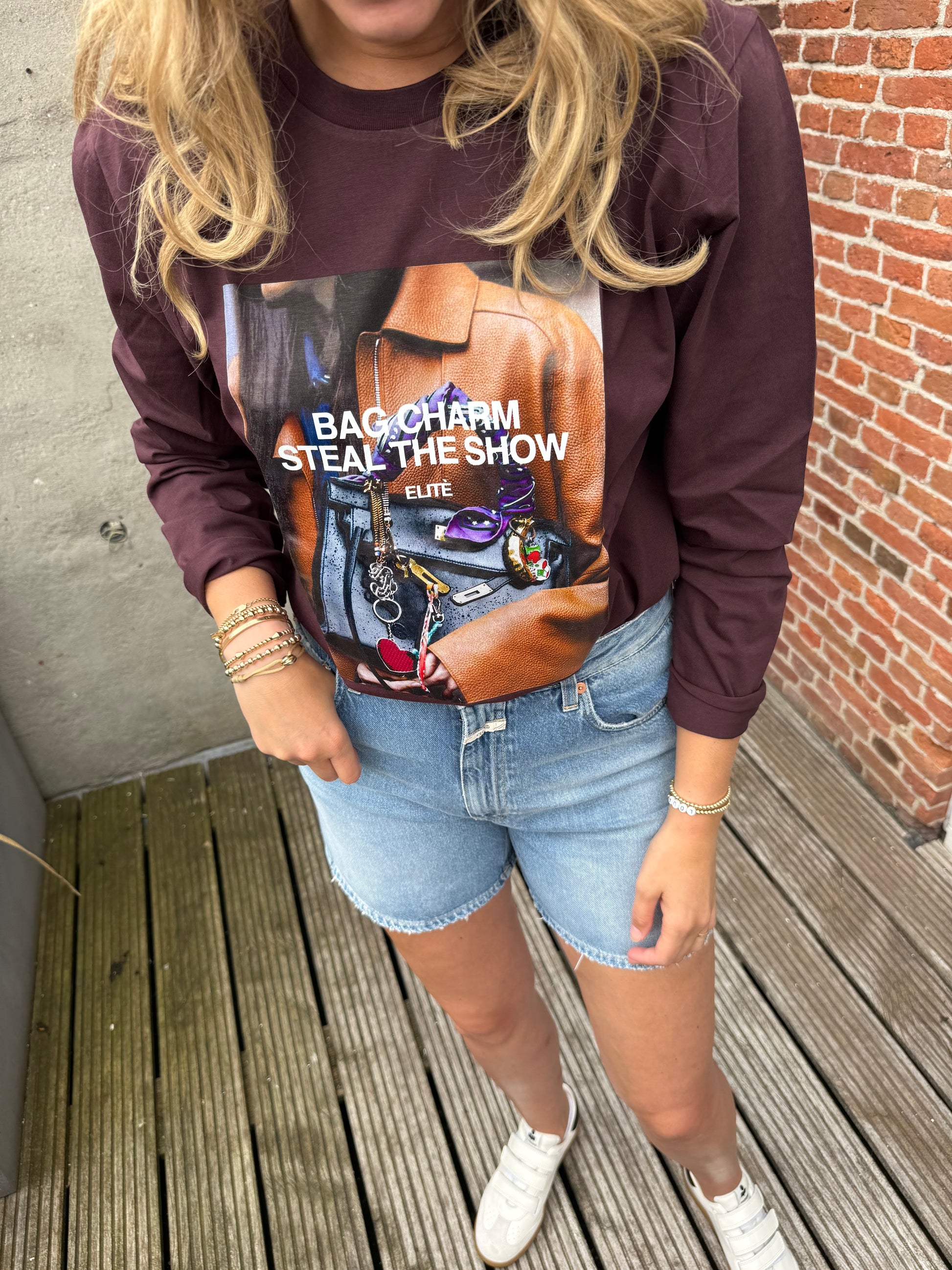 Longsleeve Bag charm steal the show burgundy