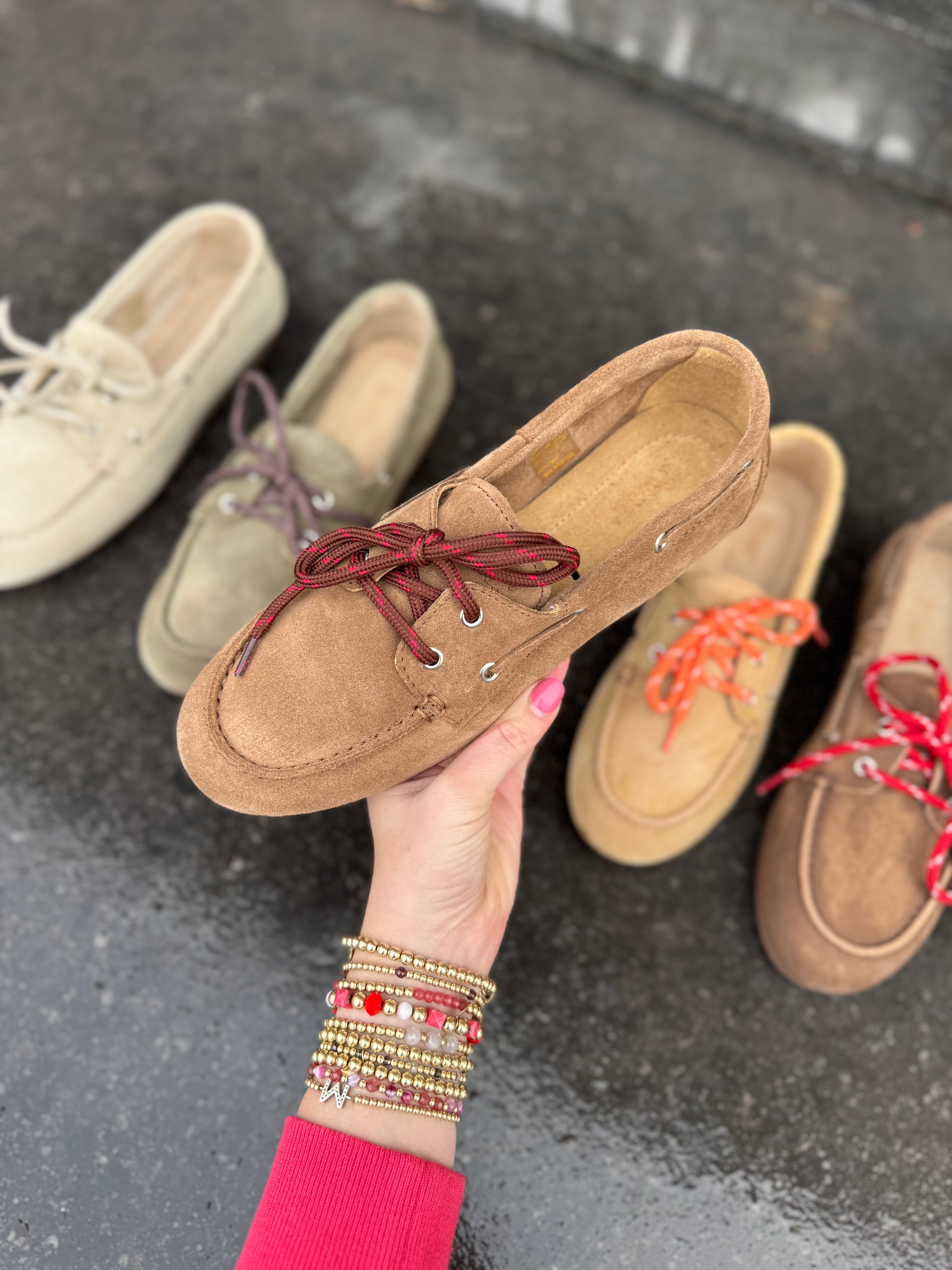 Boat loafer suede light chocolate