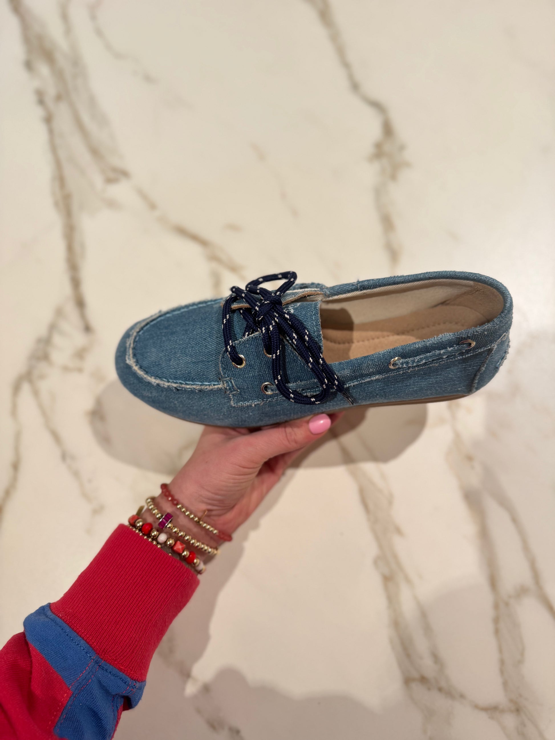 Boat loafer light denim