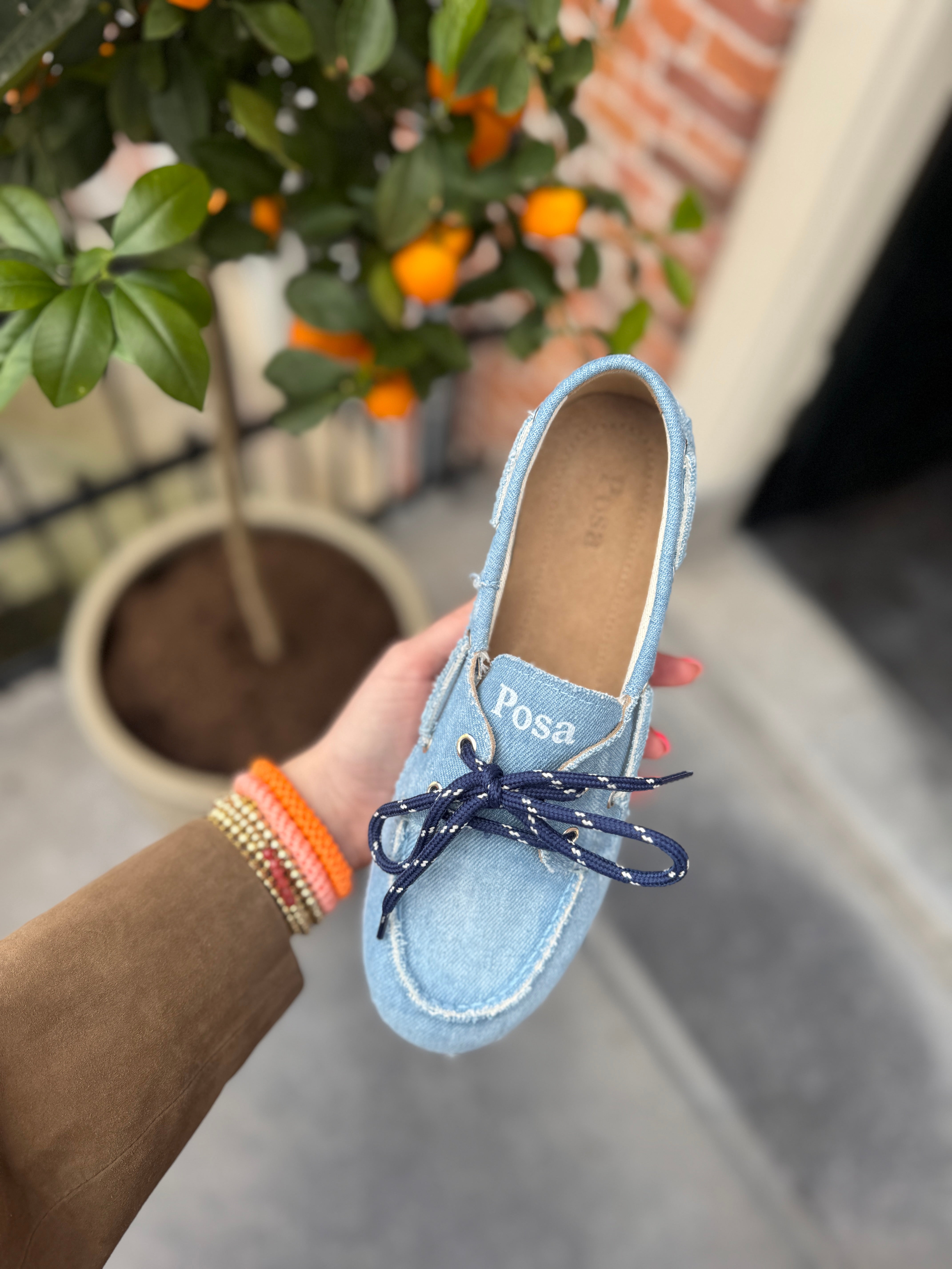 Image of Boat loafer light denim