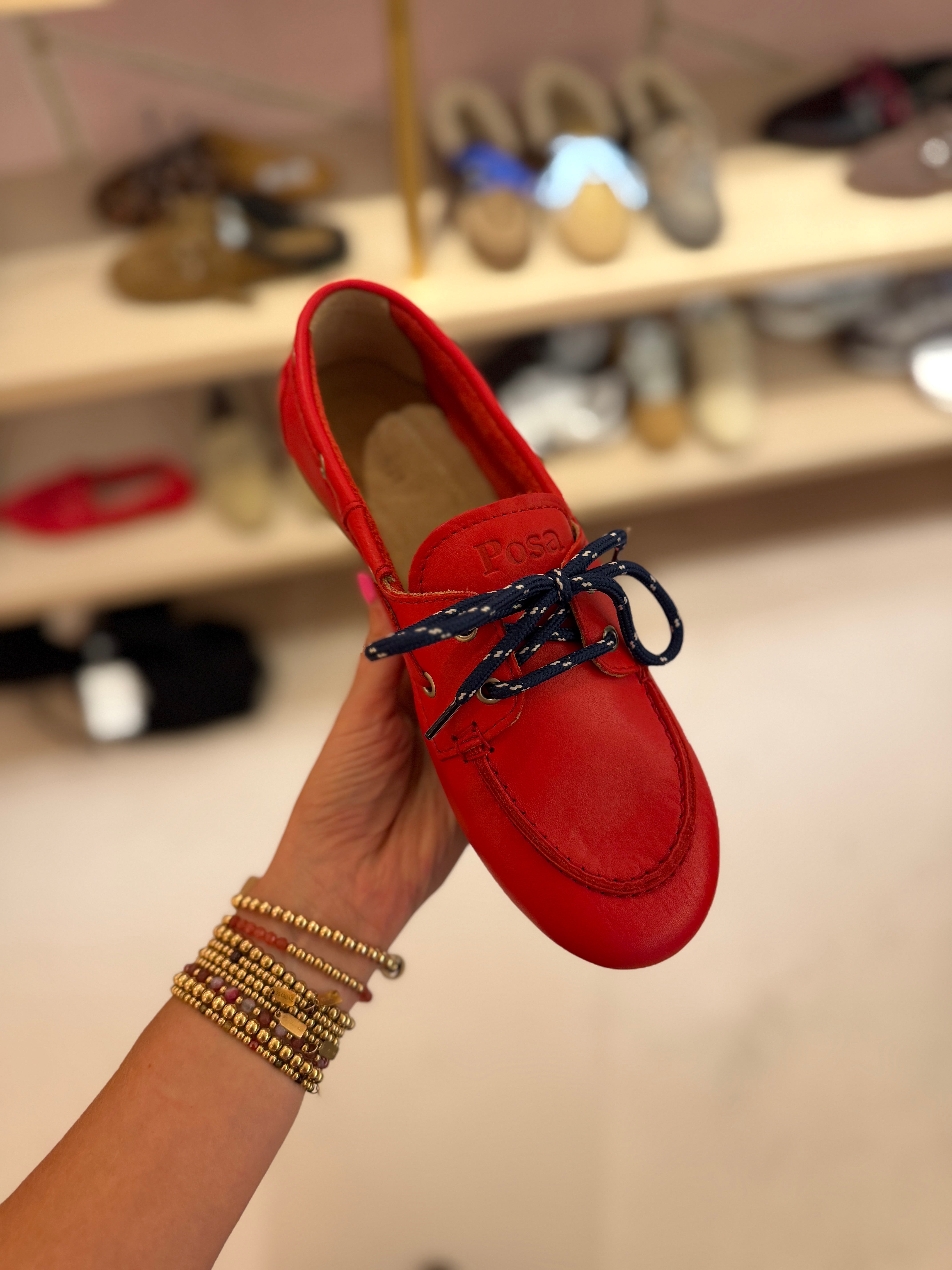Image of Boat loafer red brushed leather