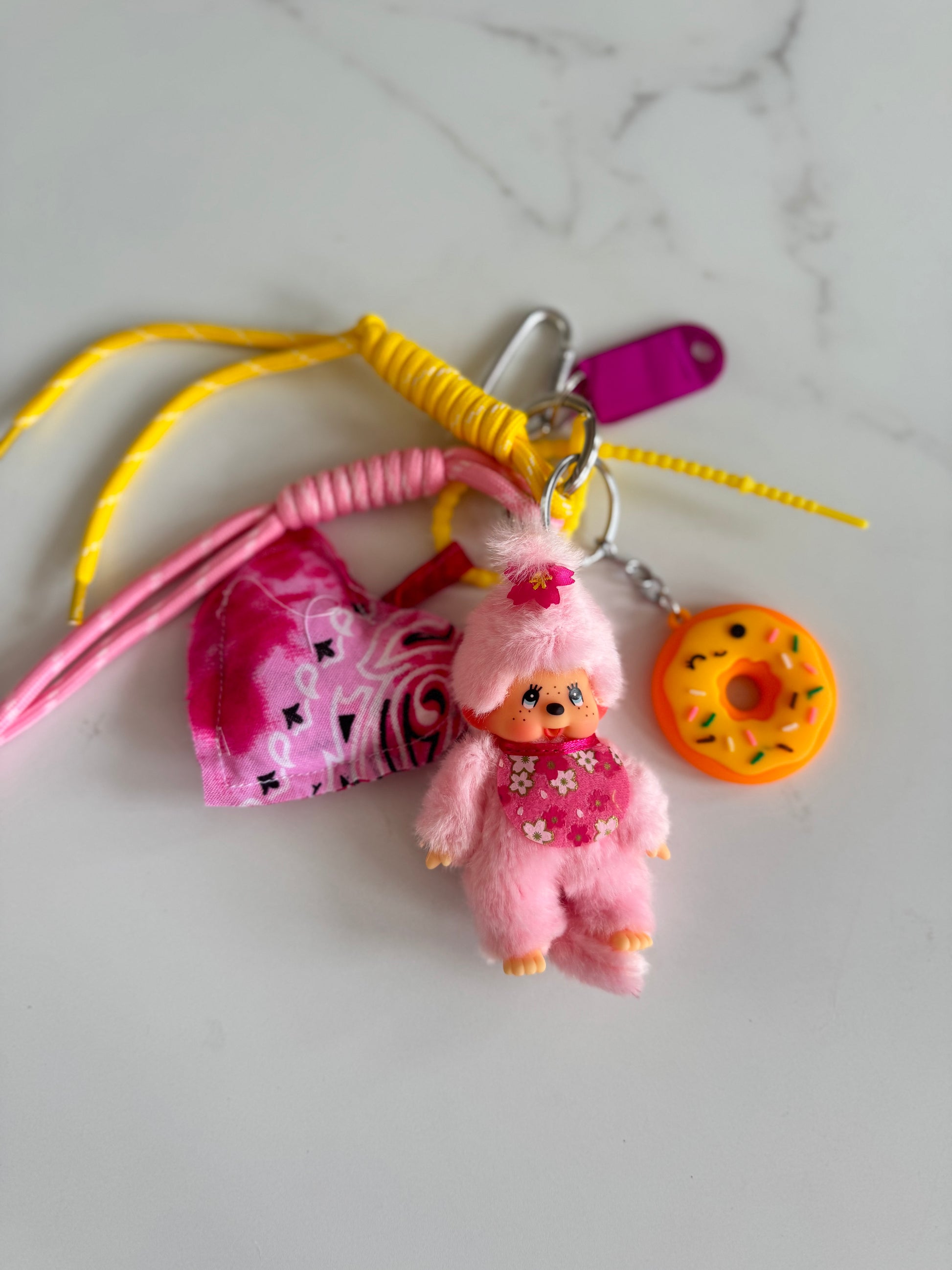 Bag charm Monchici pink yellow