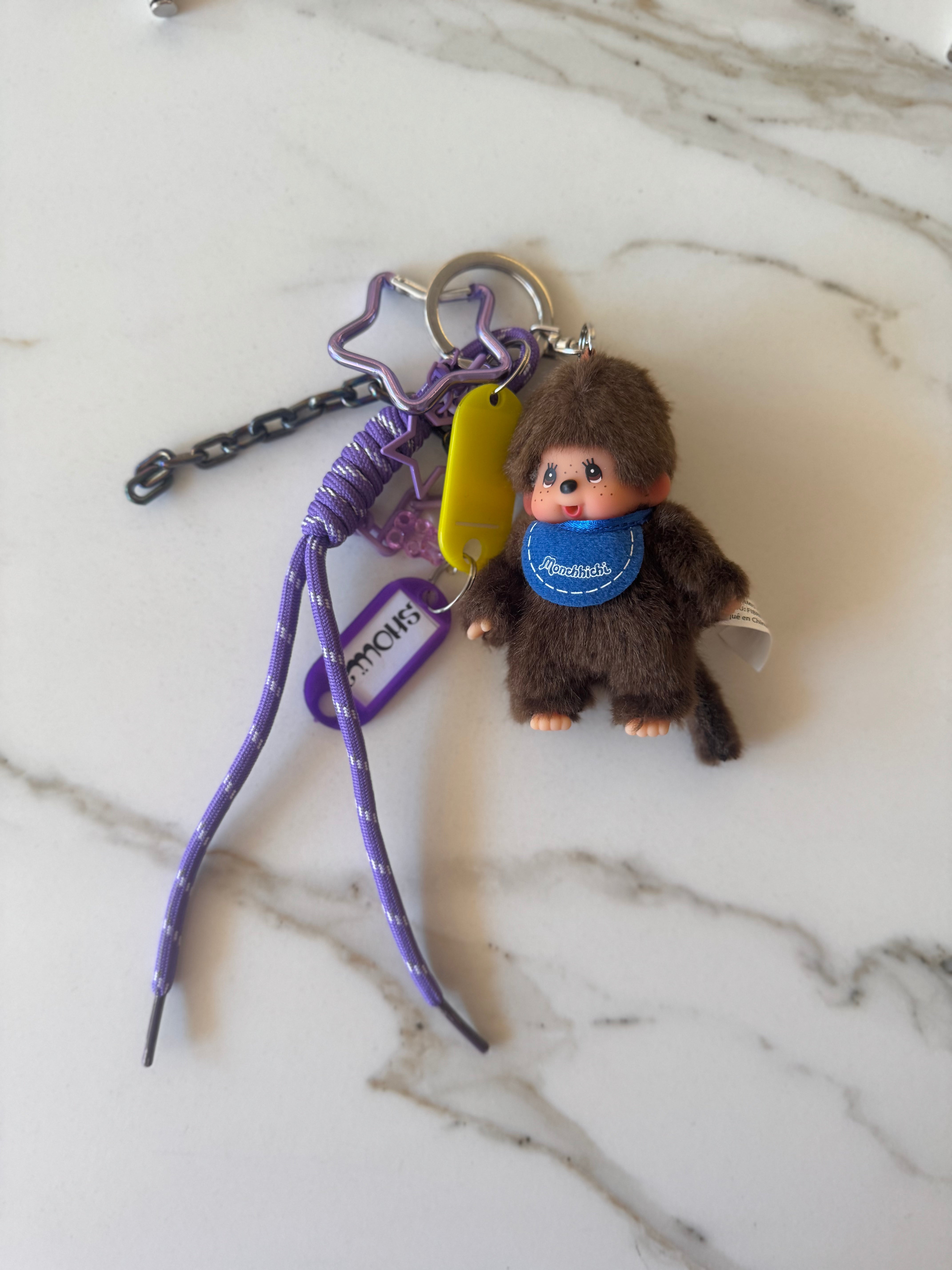 Image of Bag charm Monchichi blue purple