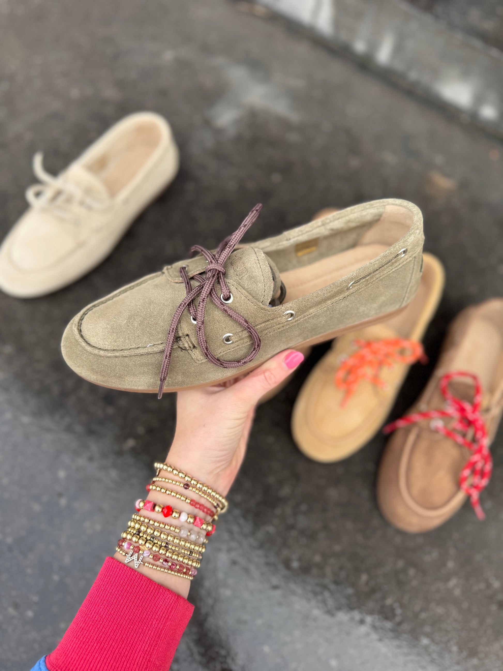 Boat loafer suede khaki