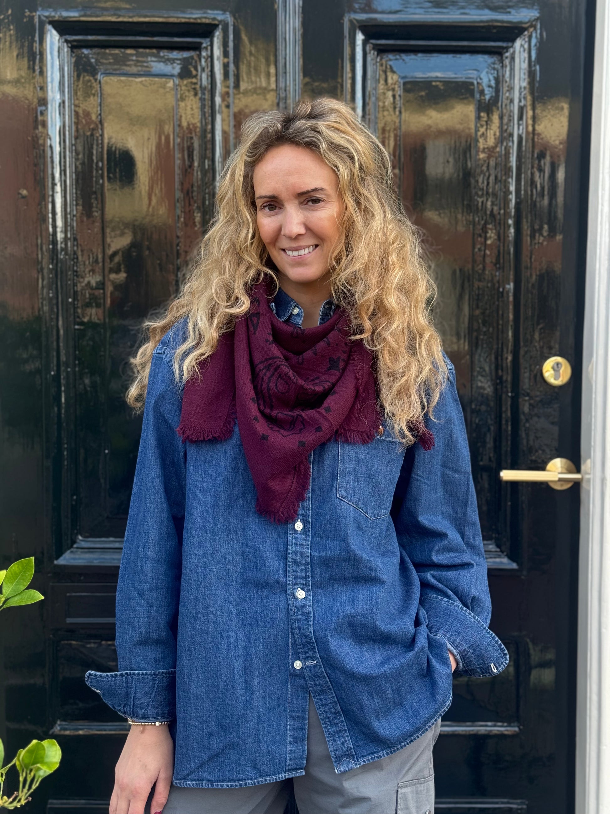 Scarf cashmere burgundy
