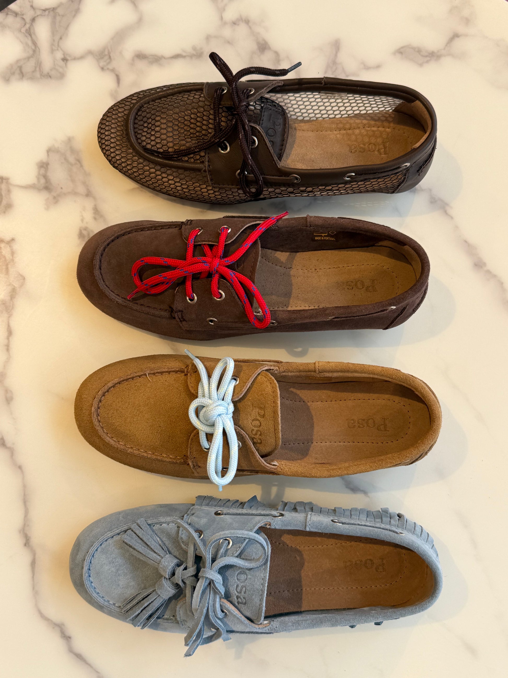 Boat loafer mesh leather dark brown