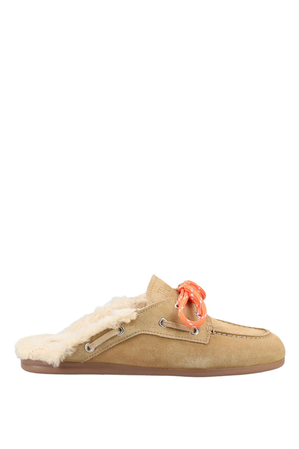 Boat loafer mule desert tan shearling