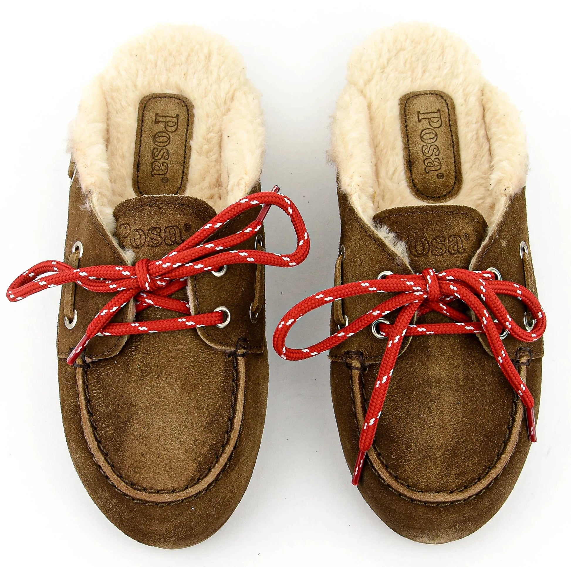 Boat loafer mule brown shearling