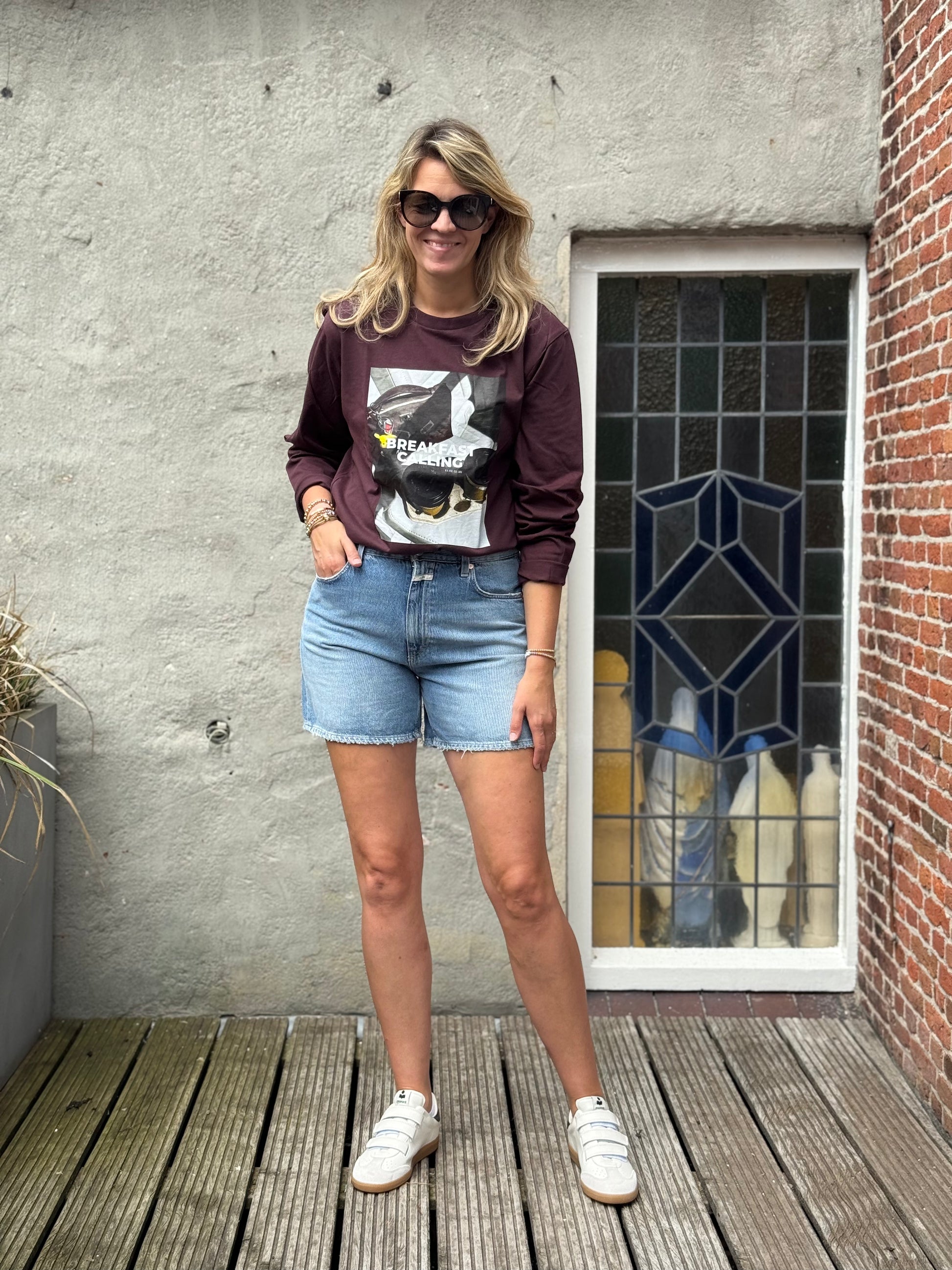Longsleeve Calling breakfast burgundy