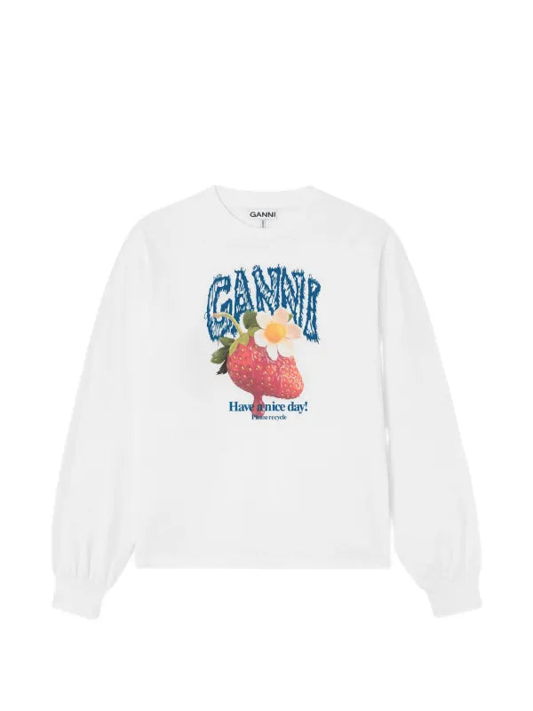 Image of Longsleeve boxy strawberry white