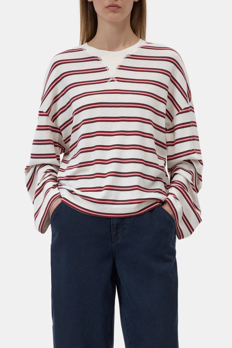 Longsleeve ivory/pink stripe
