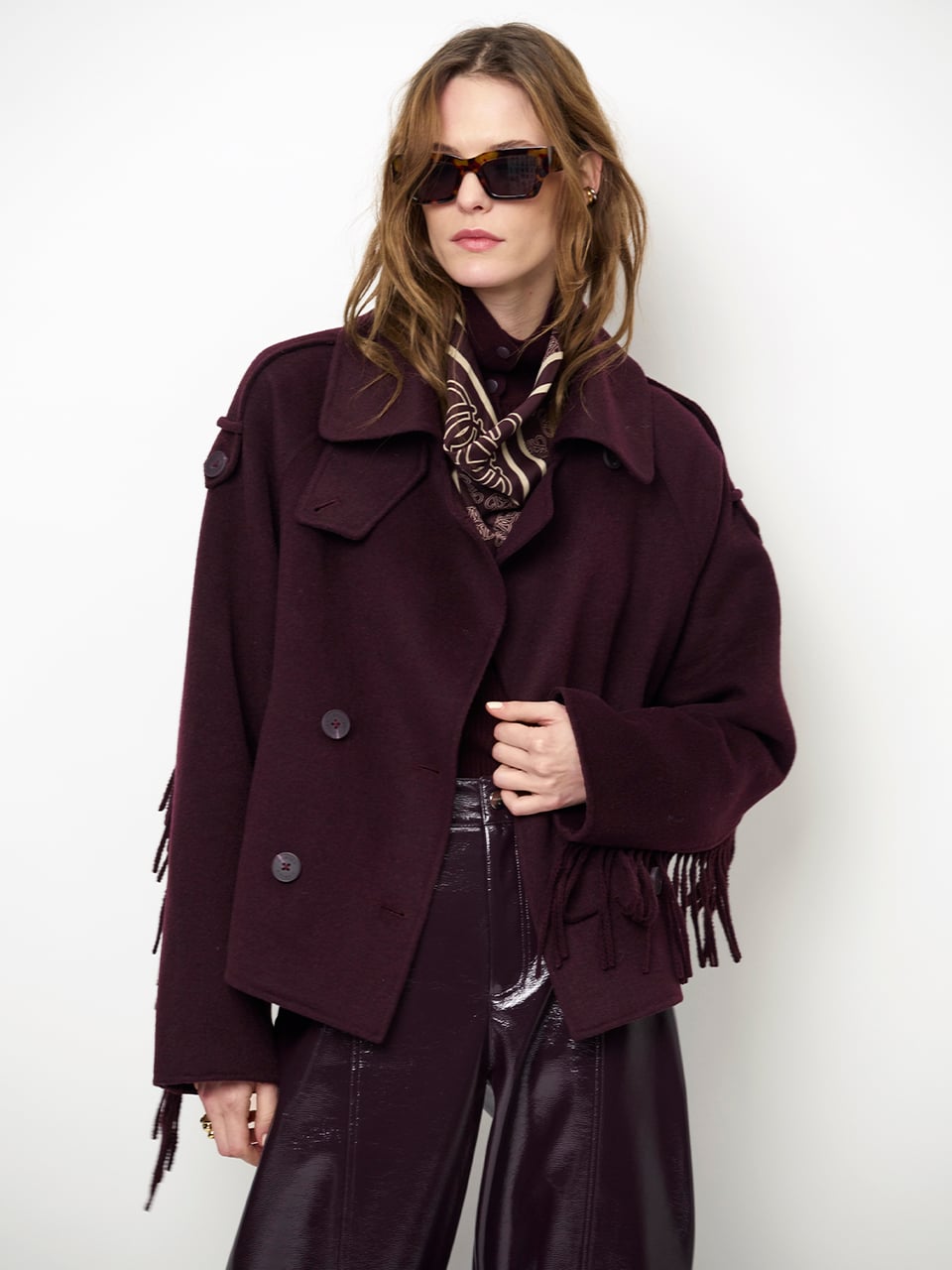 Image of Coat Haven fringe dark plum