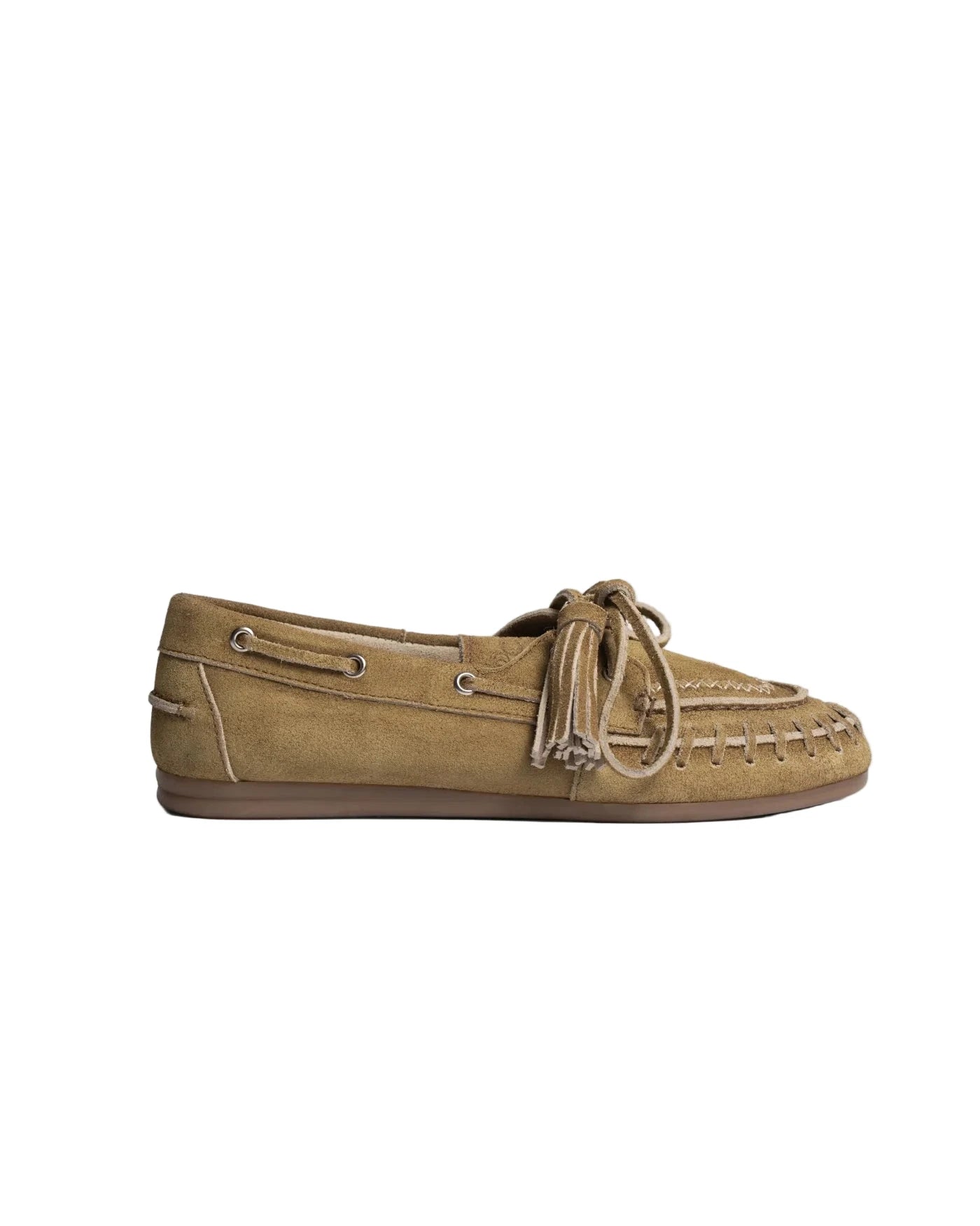 Boat loafer fringe suede tan