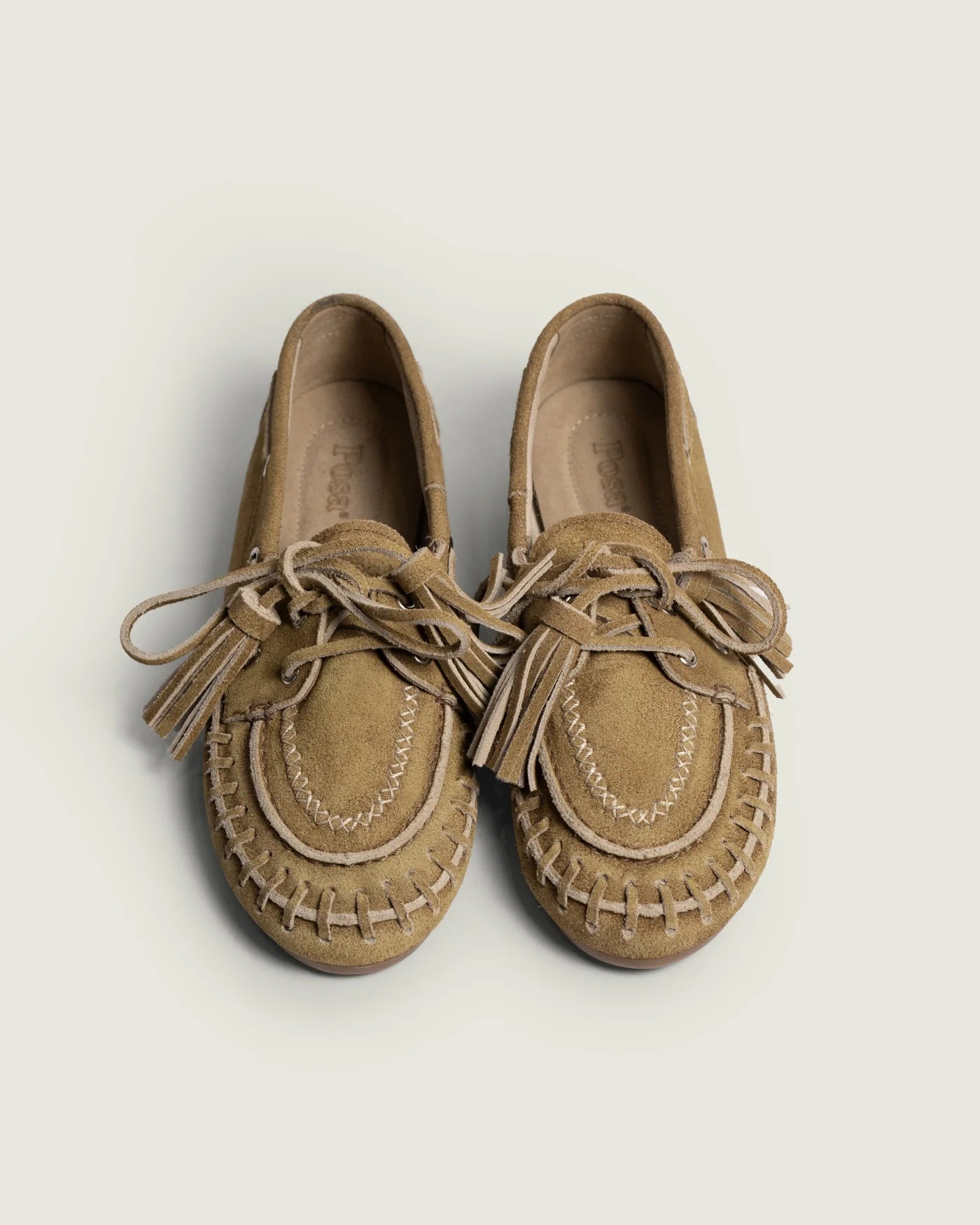 Boat loafer fringe suede tan