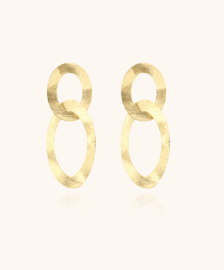 Earrings double oval satin