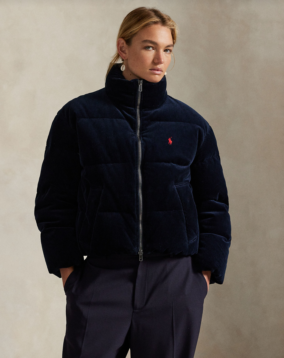 Puffer bomber velvet navy