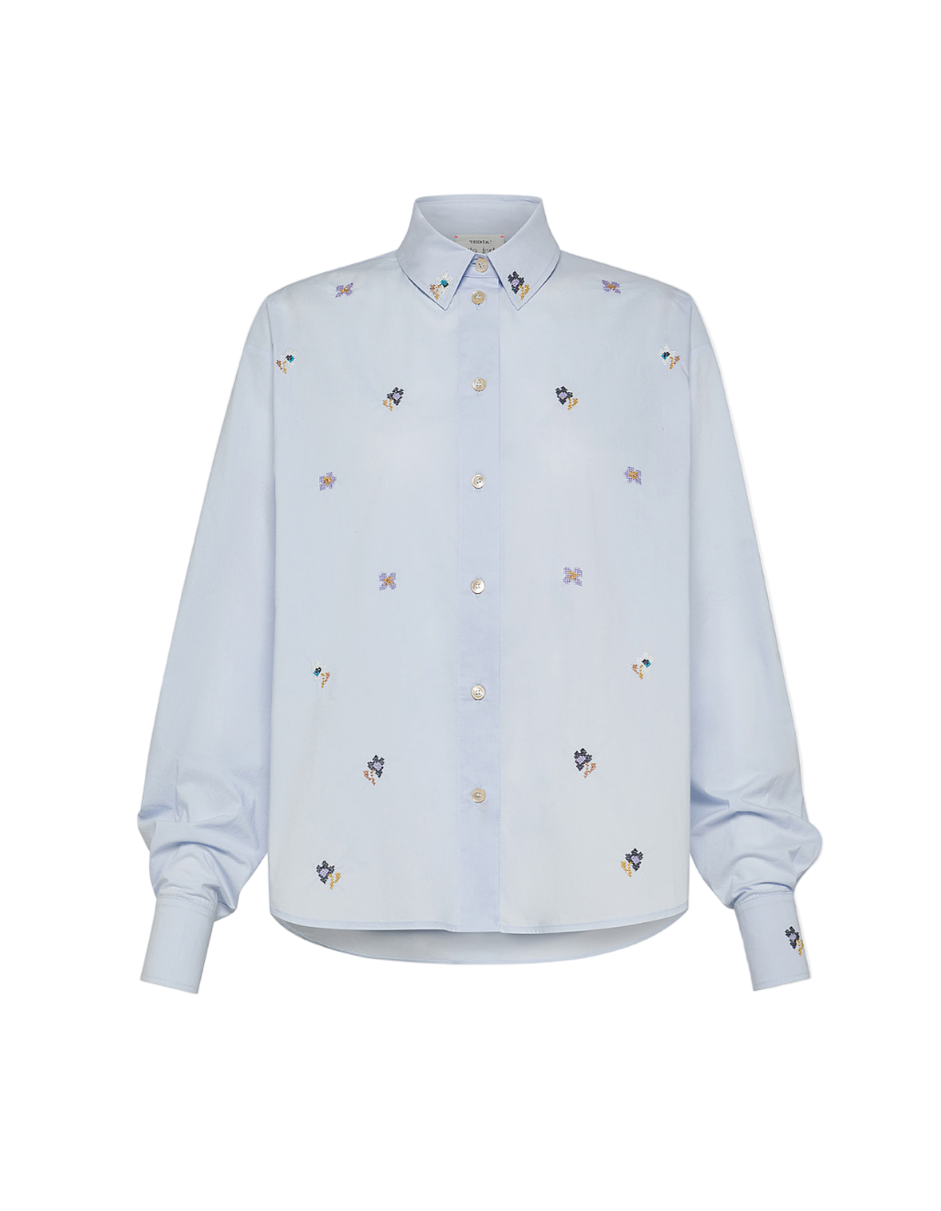 Blouse cotton poplin en fleur embroidery blue