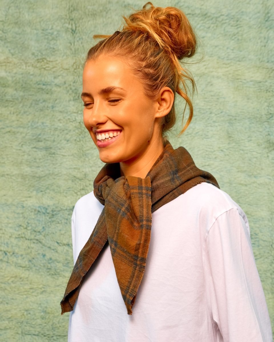 Image of Scarf Sammy checked tobacco