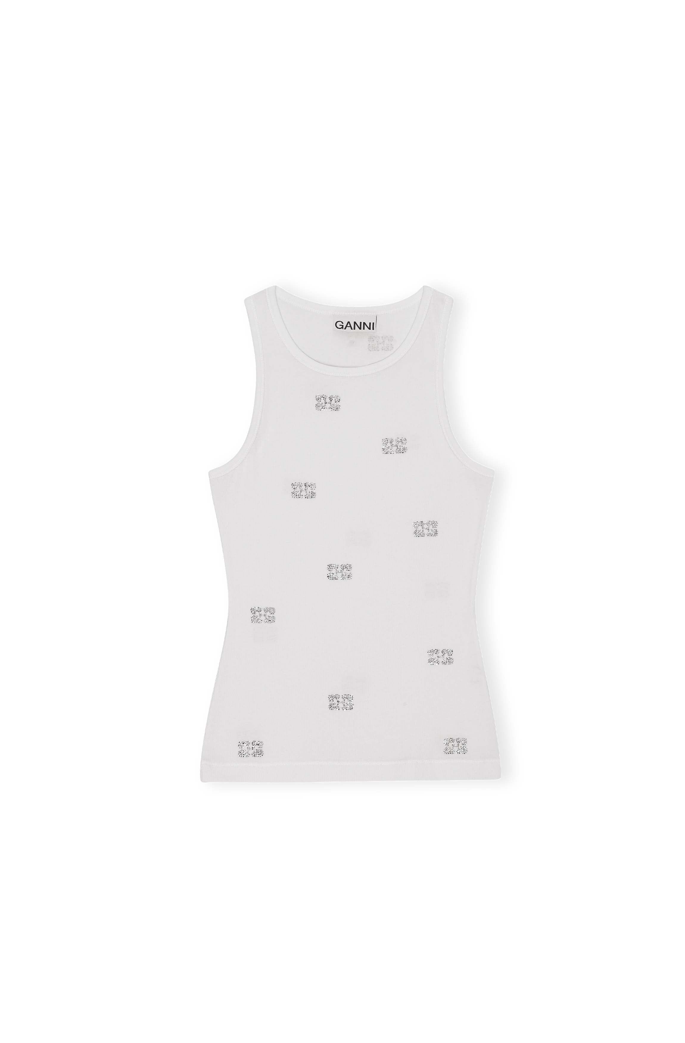 Image of Tanktop Rhinestone butterfly bright white