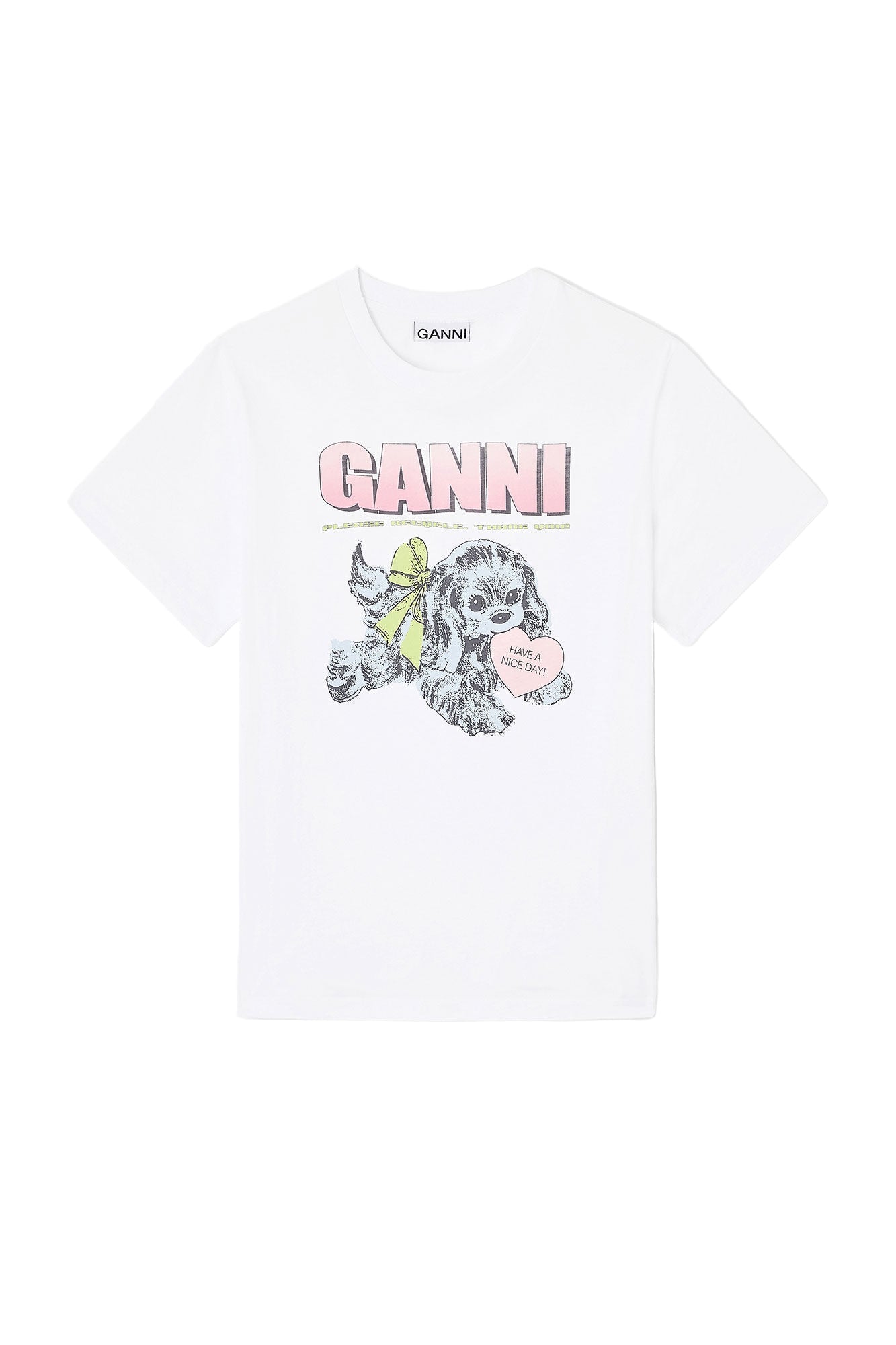 Tee neon puppy white