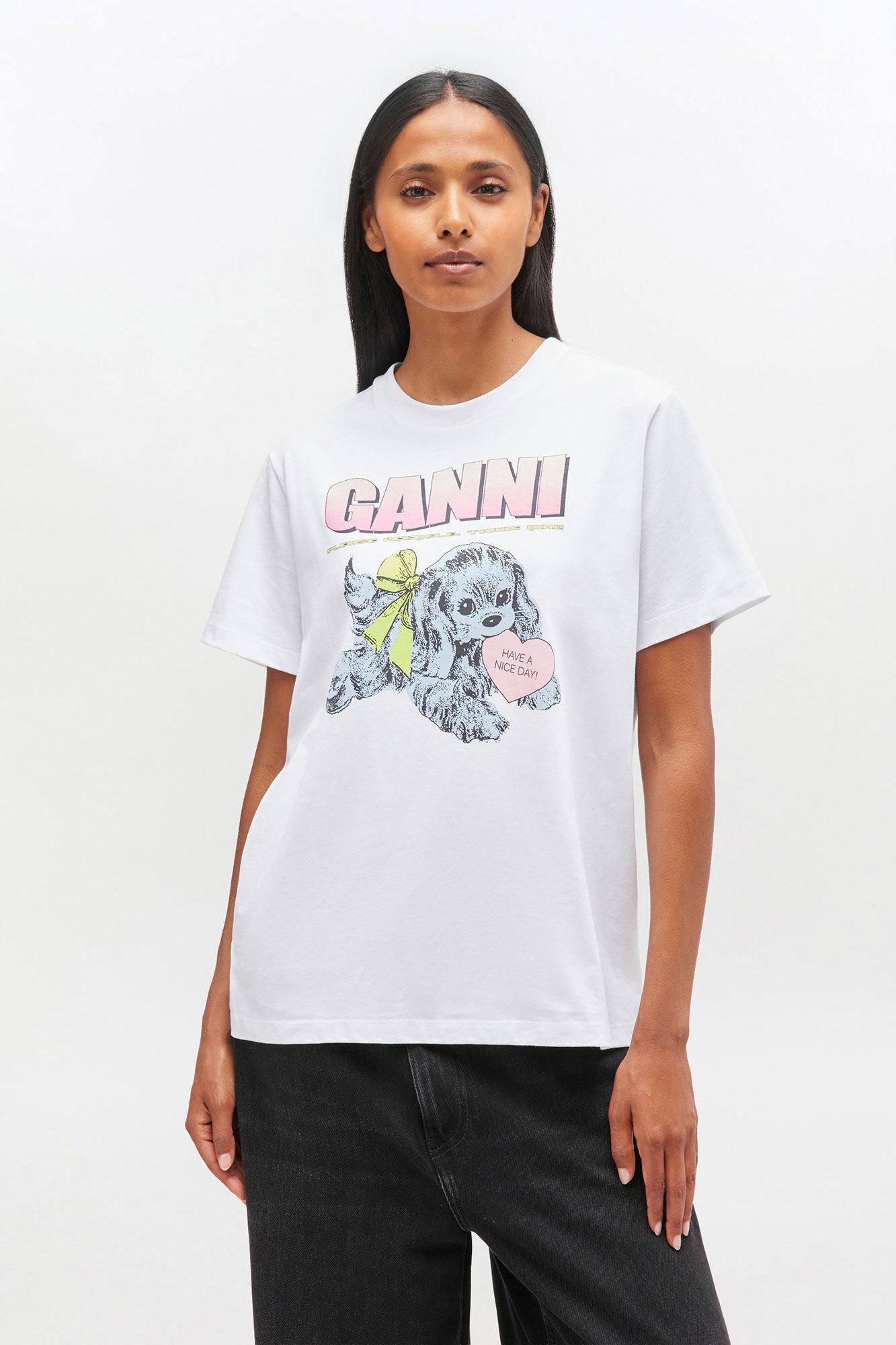 Tee neon puppy white