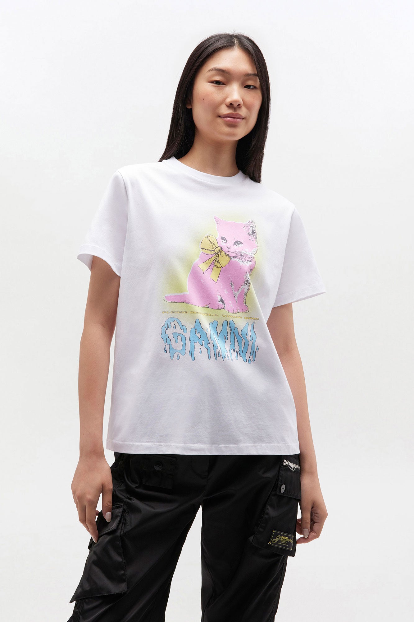 Tee neon kitty white