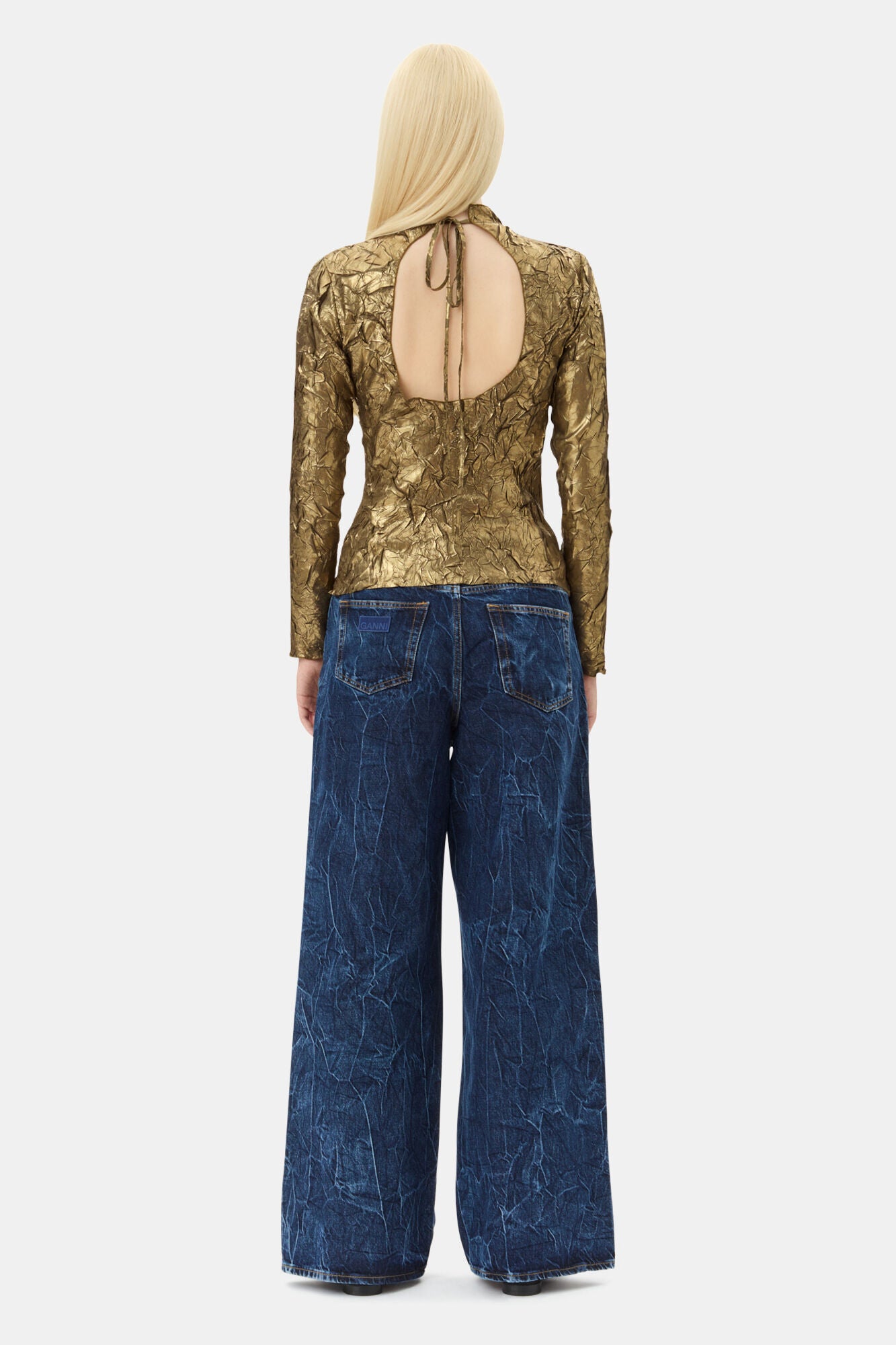 Image of Top Shibori gold long-sleeve