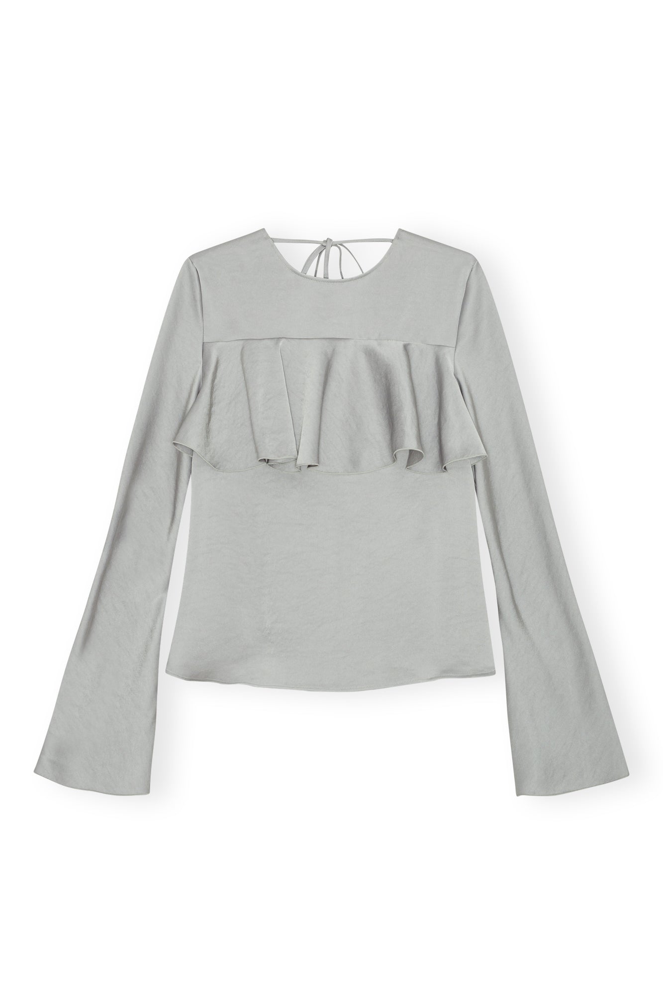 Blouse ruffle viscose satin silver
