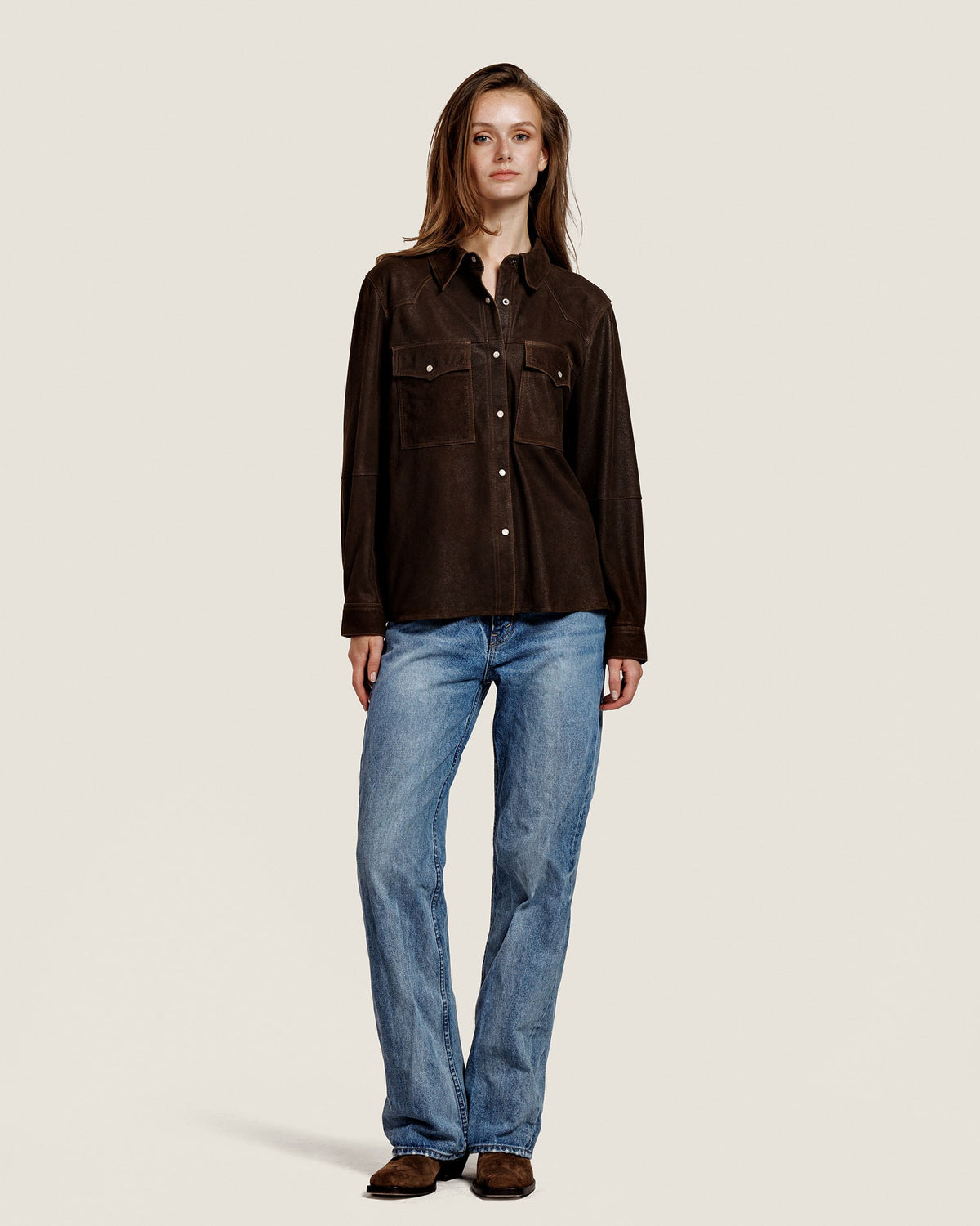 Blouse Havana suede dark brown/coffee