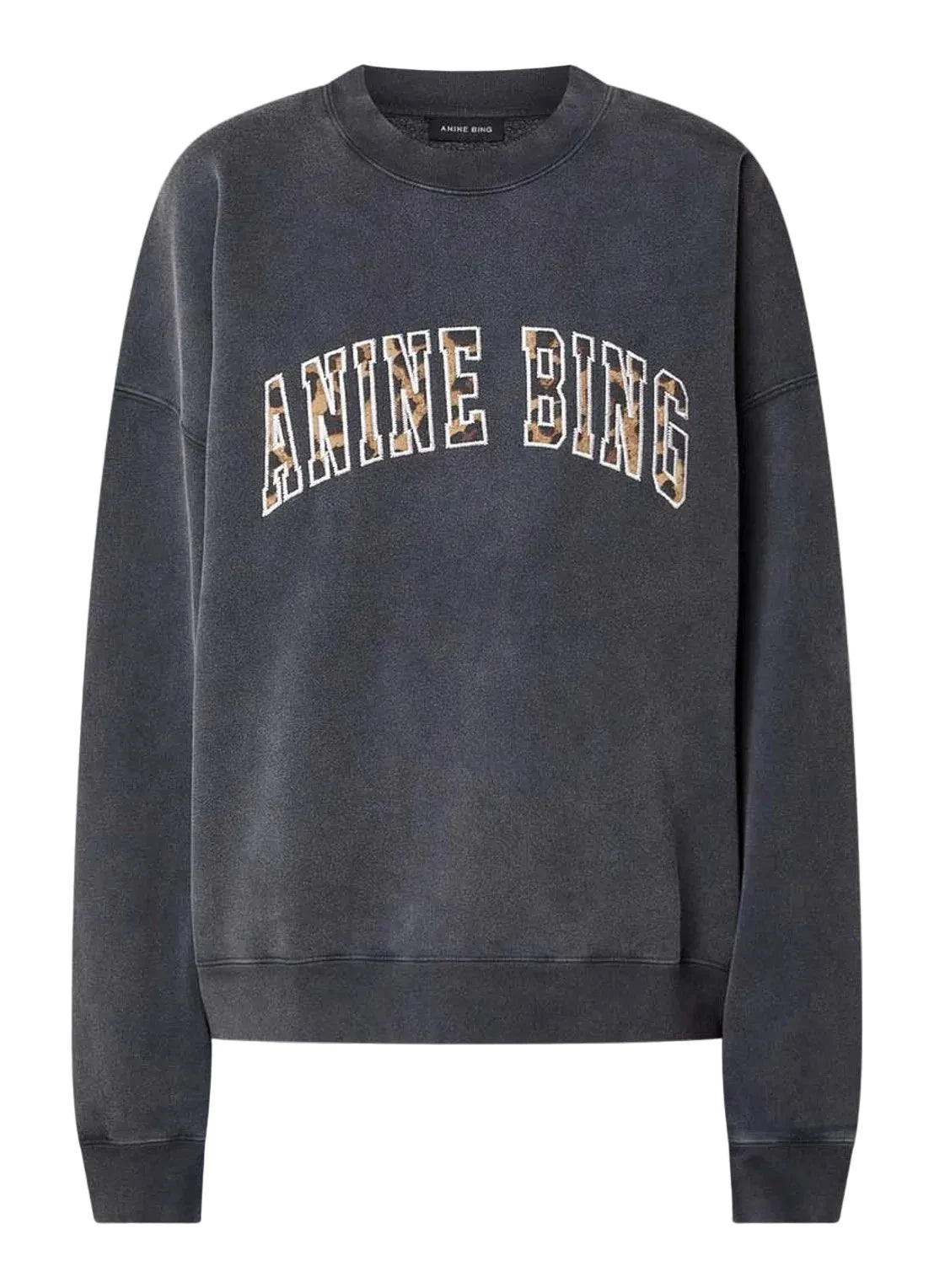 Sweater Miles washed black leopard