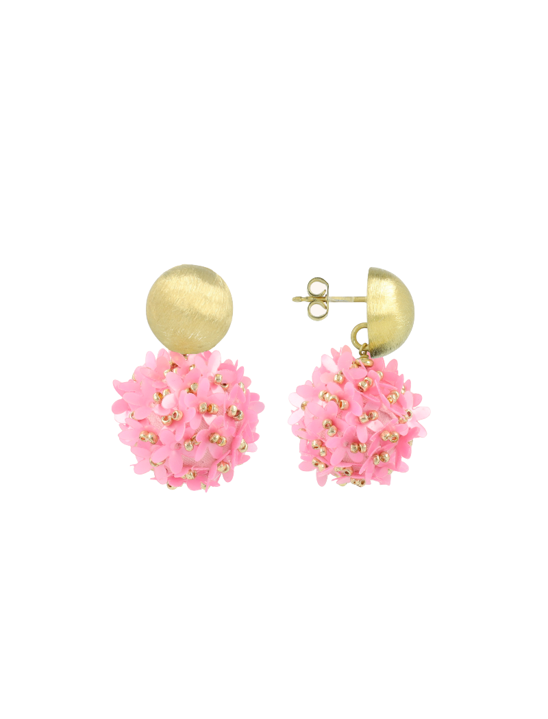 Earrings Daisy Globe flower fondant pink S