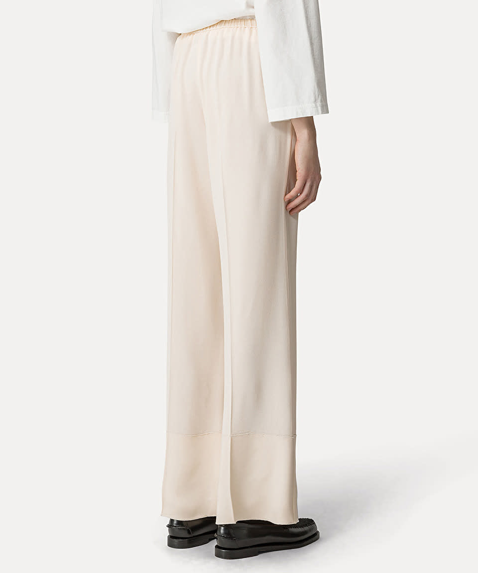 Pants satin flared ivory