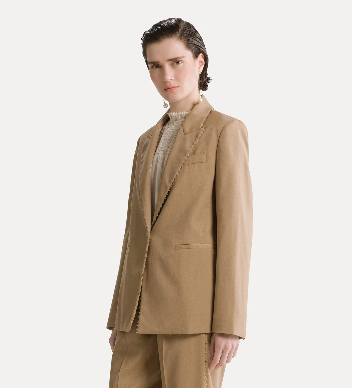Blazer grain de poudre mandorla