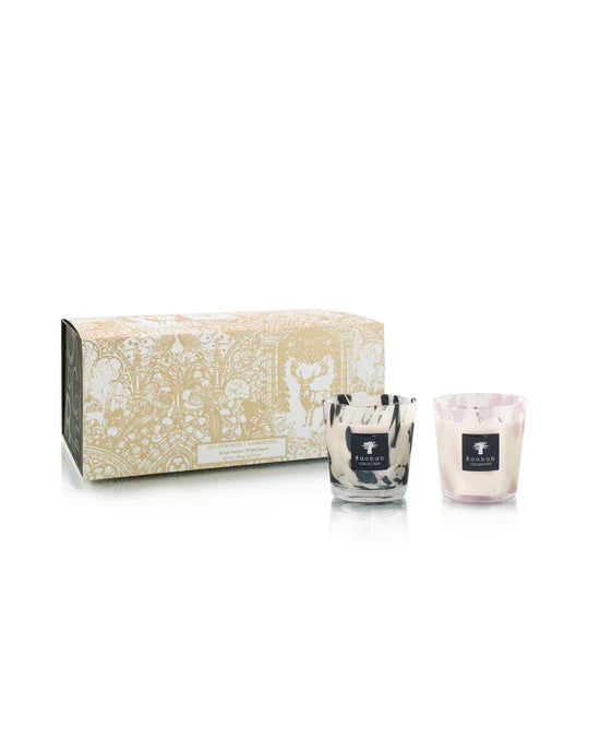 Duo candle box Black & white pearls