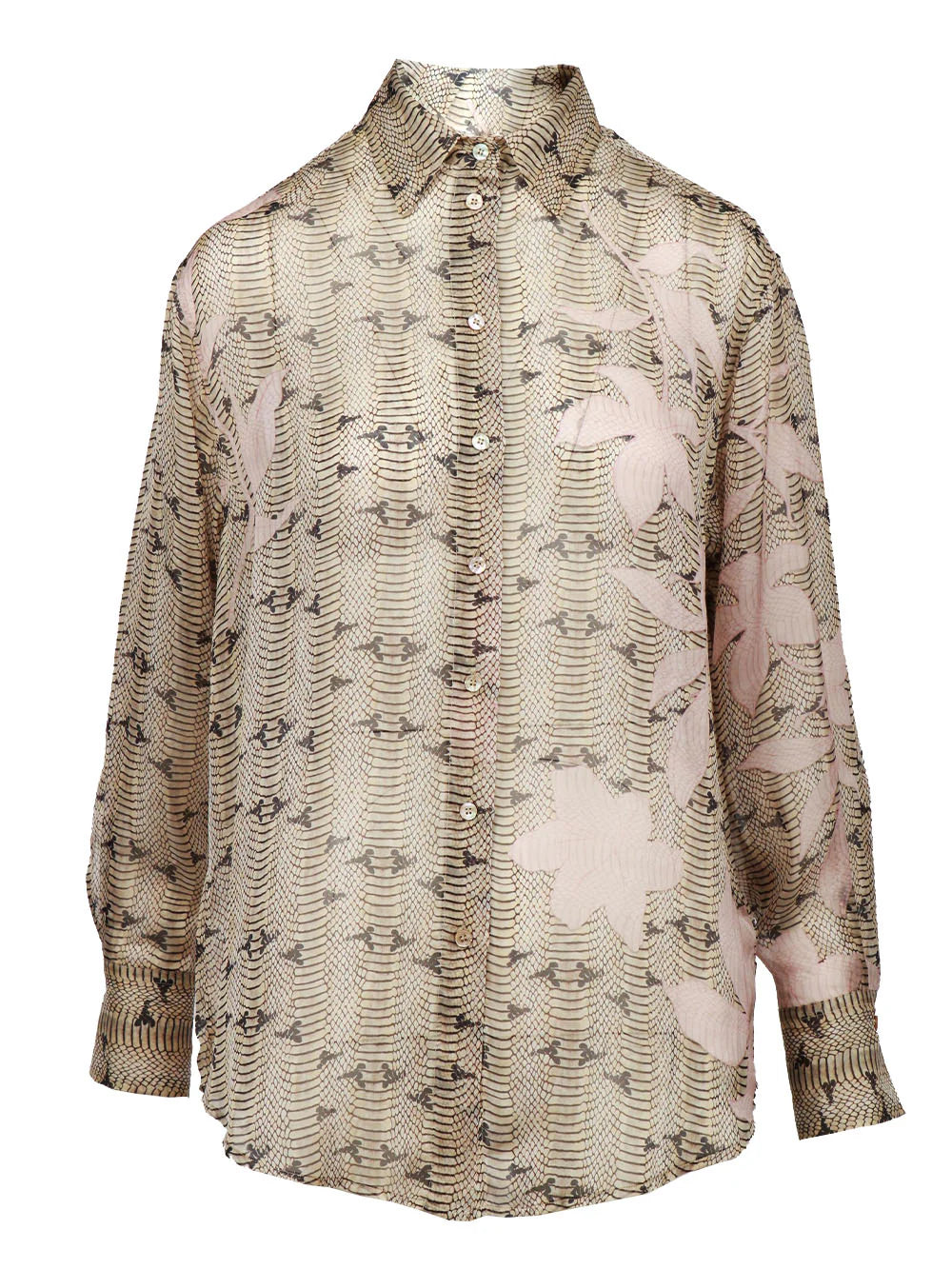 Blouse silk chiffon dune lily oyster