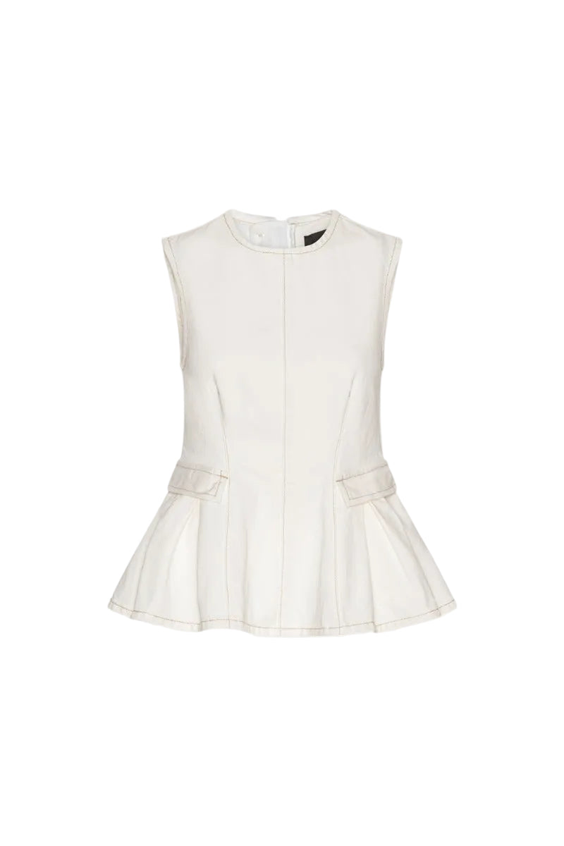 Top Lilou peplum denim white