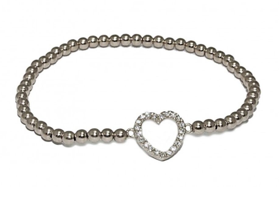Bracelet zilver heart strass