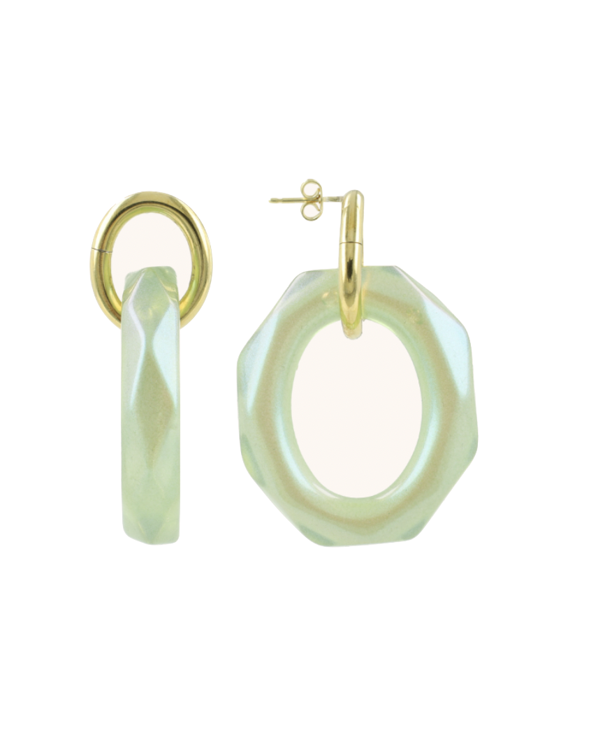 Earrings Debby Ovaal holo mint L