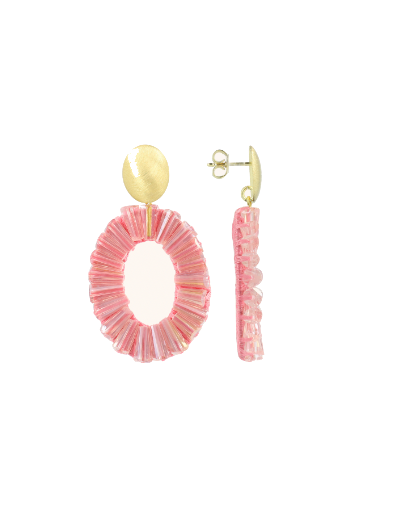Earrings Danee ovaal tube  pink