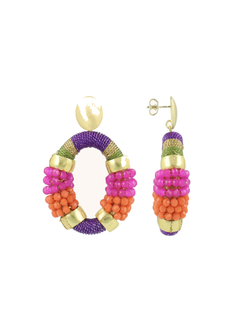 Earrings Carolina ovaal paars fuchsia M