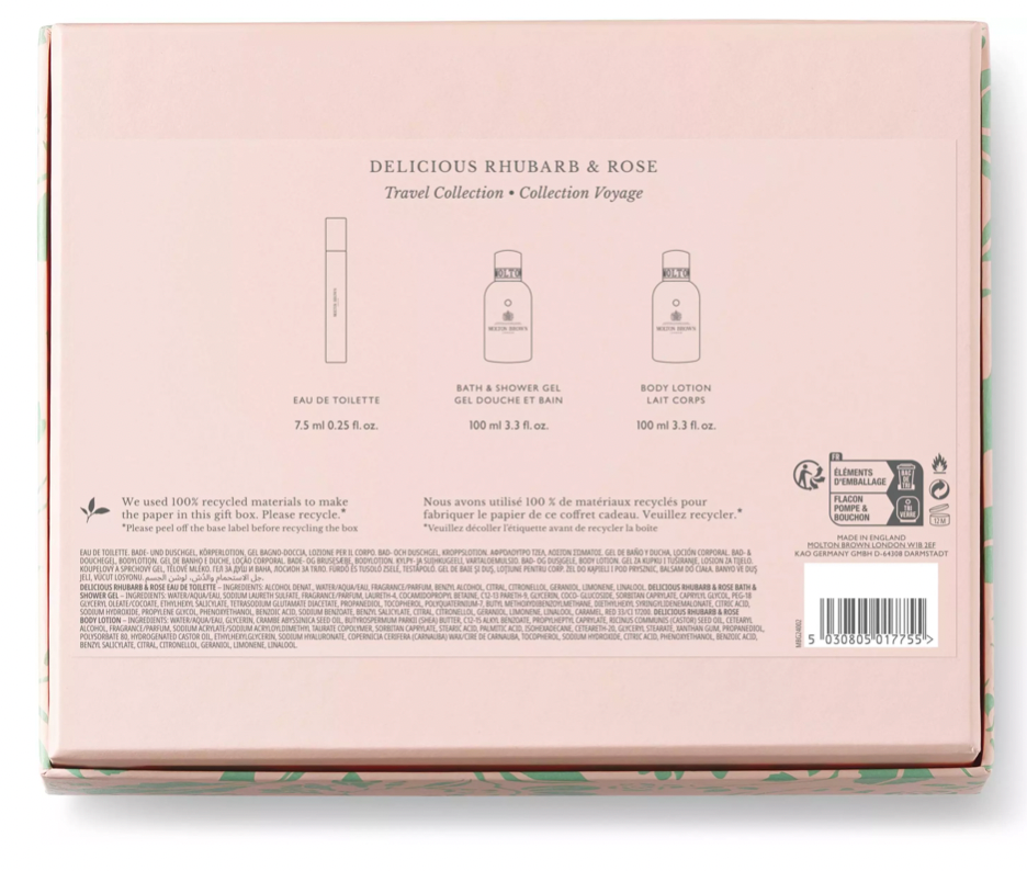 Delicious Rhubarb & Rose Travel Set