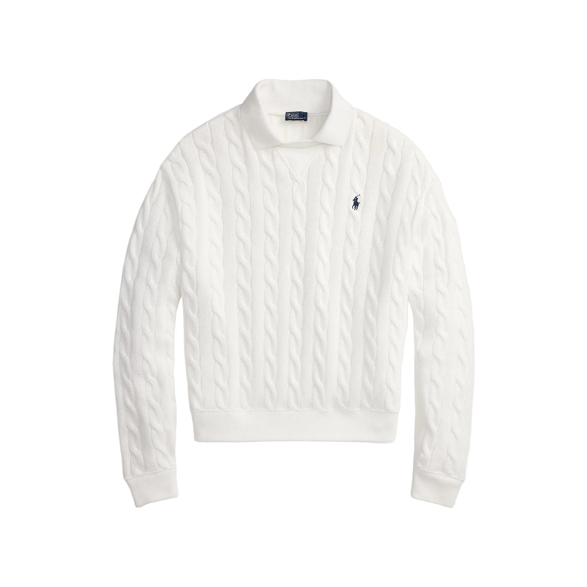Knit cable polo white