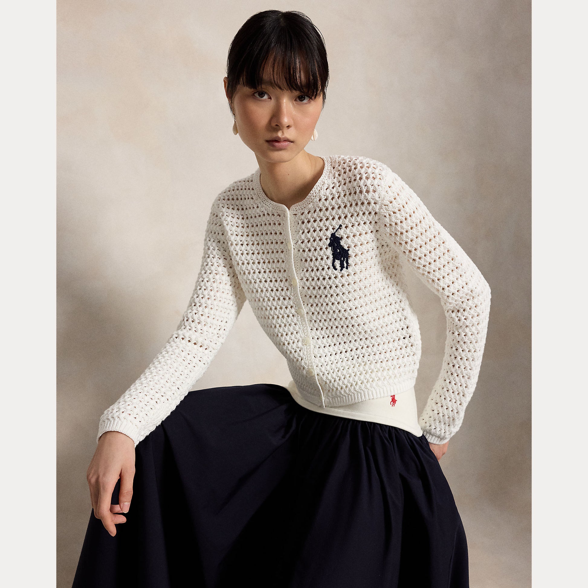 Knit cardigan cotton white